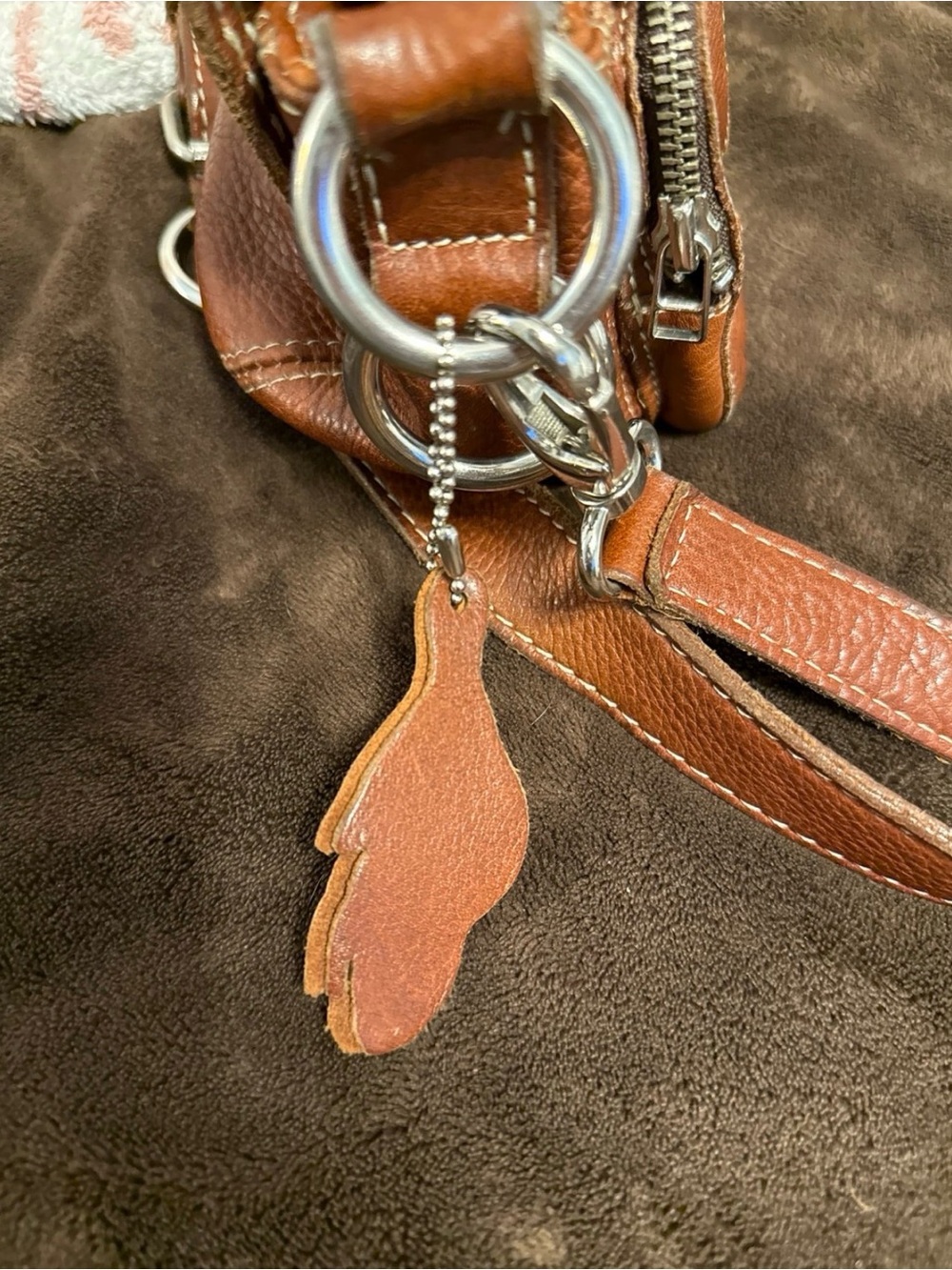 Roots Chestnut Leather Shoulder Bag with Cream Interior -EMILY SMALL SATCHEL - Picture 9 of 12
